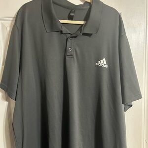 adidas Men’s Charcoal Gray Polo Shirt with White Logo